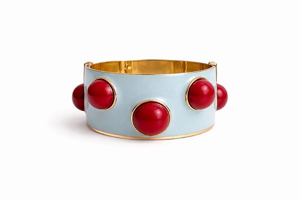 Pulseira Bolas Azul Claro e Marsala