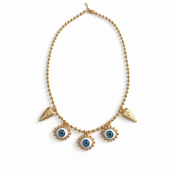 Colar Bolinhas Olho Grego