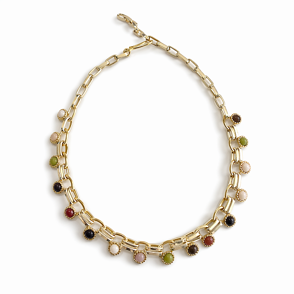 Colar Elos Bolinha Resinada