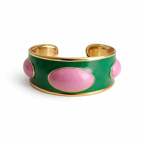 Bracelete Verde e Rosa