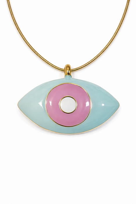 Colar Olho Turquesa e Pink