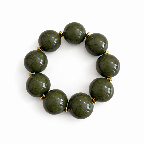 Pulseira Bolotas Verde Oliva