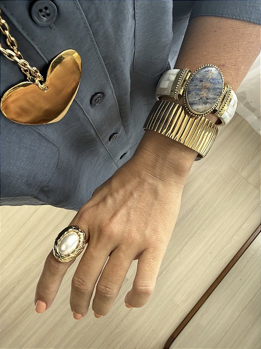 Anel Orgânico Perola Ajustável