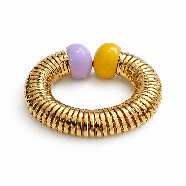 Pulseira Mola Roxo e Caramelo