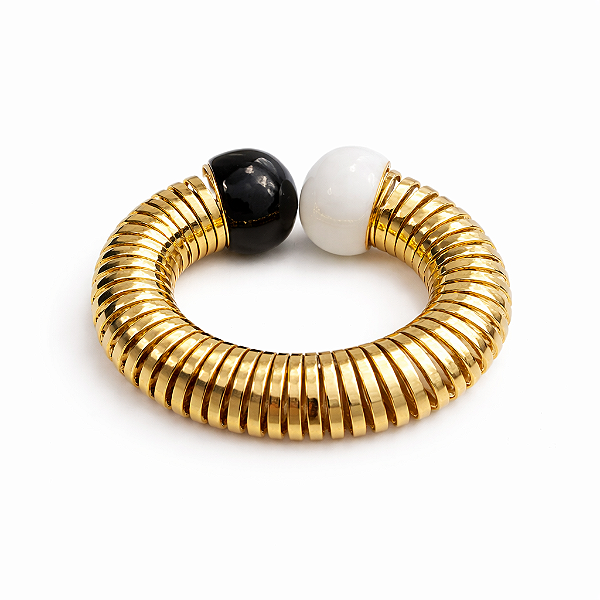 Pulseira Mola Preto e Branco