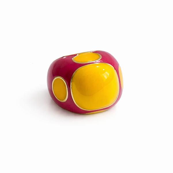 Anel Bolotas Pink e Amarelo