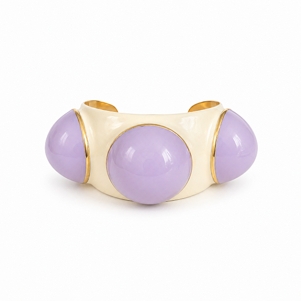 Bracelete Bolotas Branco e Lilás