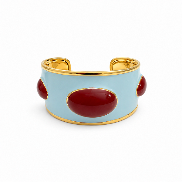 Bracelete Bolas Azul e Marsala