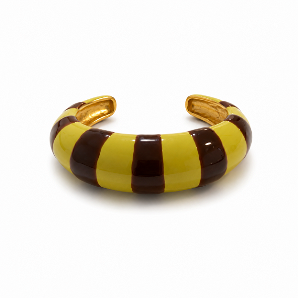 Bracelete Listrado Amarelo e Marrom