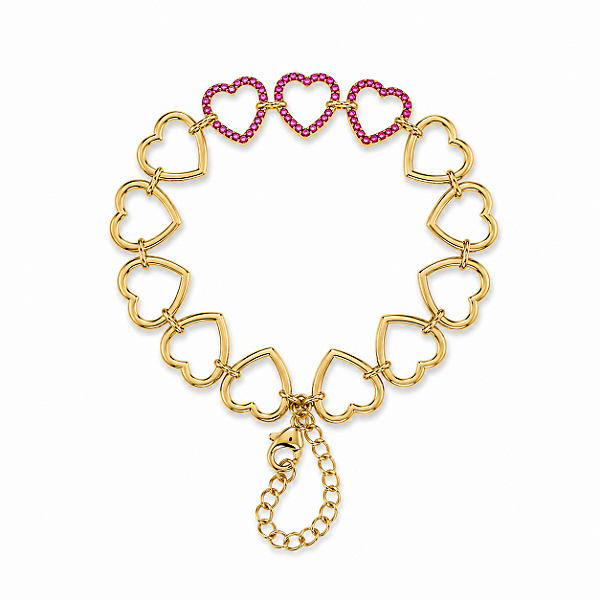 Pulseira Corações Pink