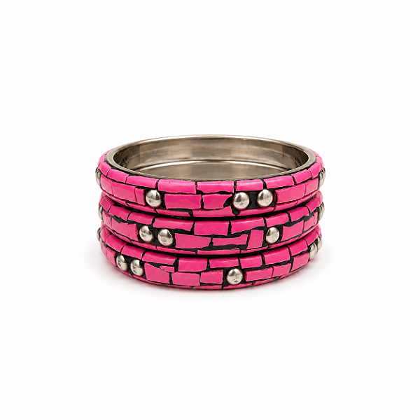 Trio de Pulseiras Indianas Pink