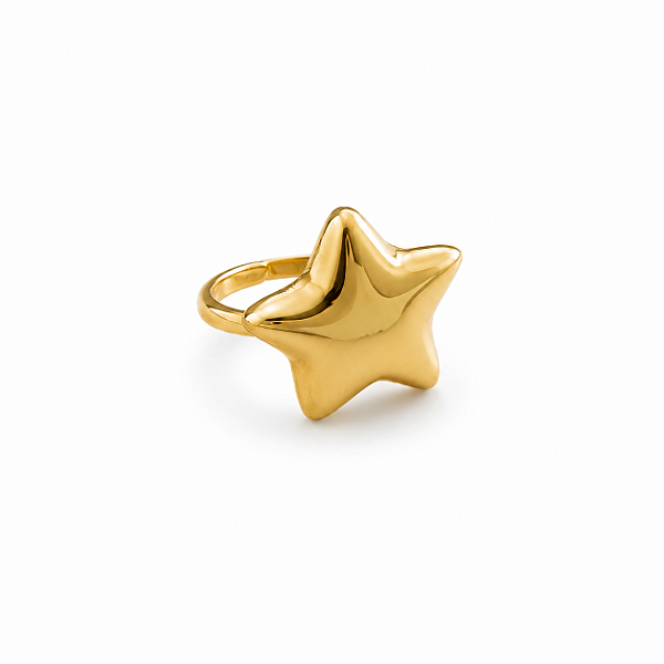 Anel Estrela Dourado Ajustável