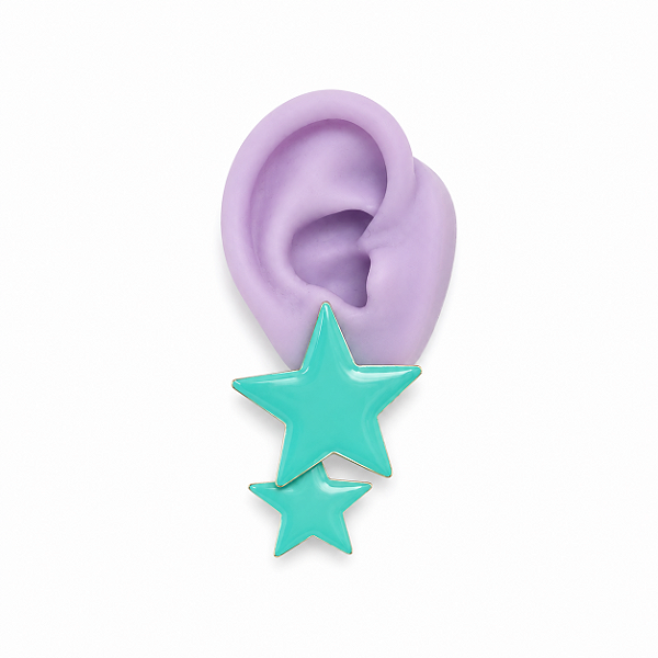 Brinco Maxi Estrelas Turquesa
