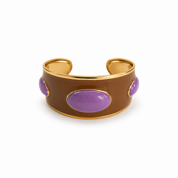 Bracelete Bolas Marrom e Roxo