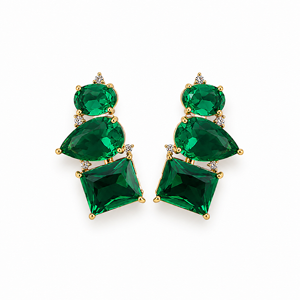 Brinco Earcuff Verde Esmeralda