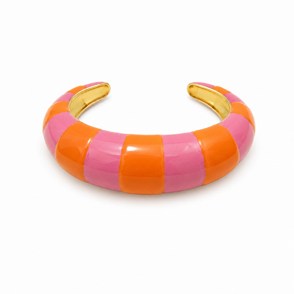 Bracelete Listrado Rosa e Laranja