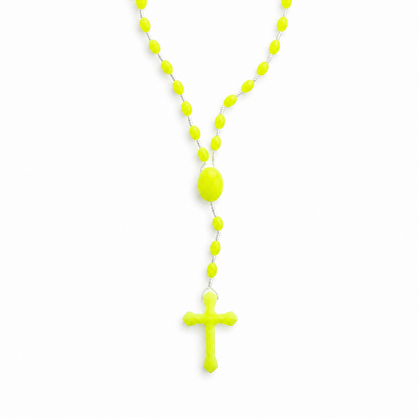 Colar Terço Amarelo Neon