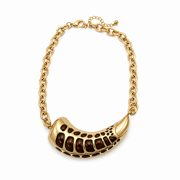 Colar Elos Maxi Dente Marrom