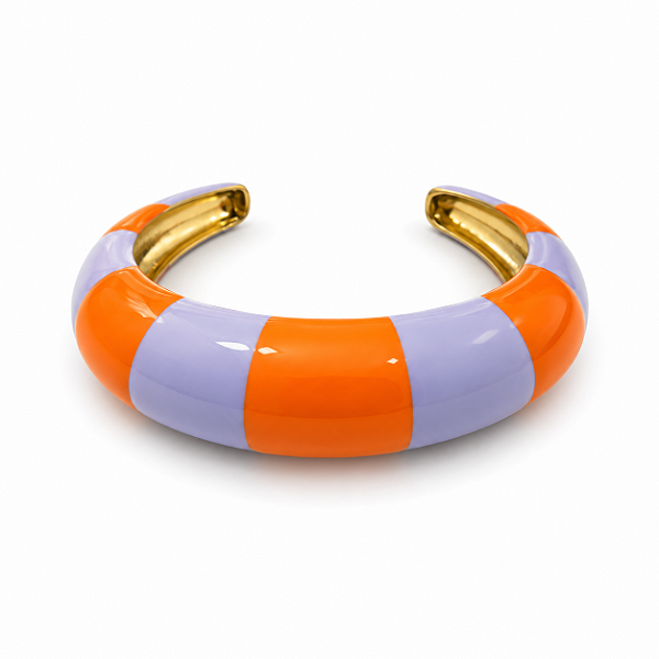 Bracelete Listrado Lilas e Laranja