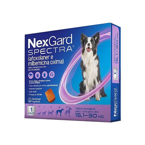 Antipulgas e Carrapatos Nexgard Spectra para Cães 15.1Kg a 30Kg