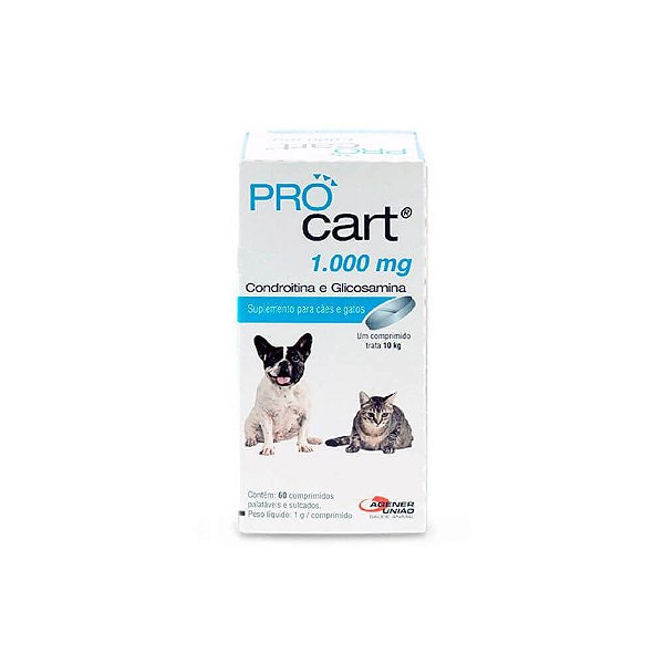 Suplemento para Cães e Gatos Pro Cart 1.000mg 60 comprimidos - Agener União