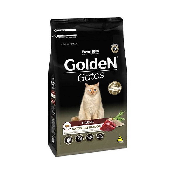 Ração Golden Gatos Castrados Carne 1Kg