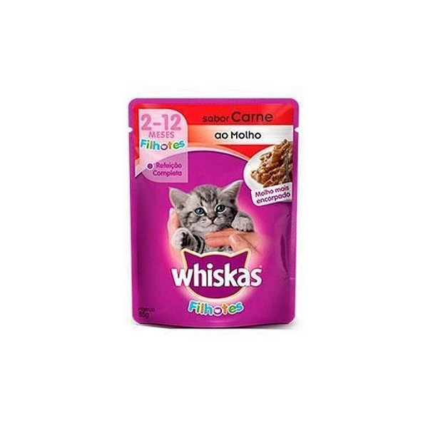 Sachê Gatos Filhote Sabor Carne ao Mollho 85gr - Whiskas