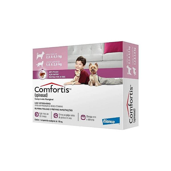 Antipulgas Comfortis 140mg - Caes 2,3 a 4,5kg e Gatos 1,4 a 2,8kg - Elanco