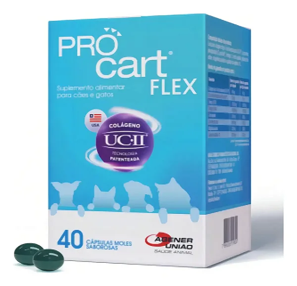Suplemento Colágeno Cães e Gatos Procart Flex 40 Cápsulas