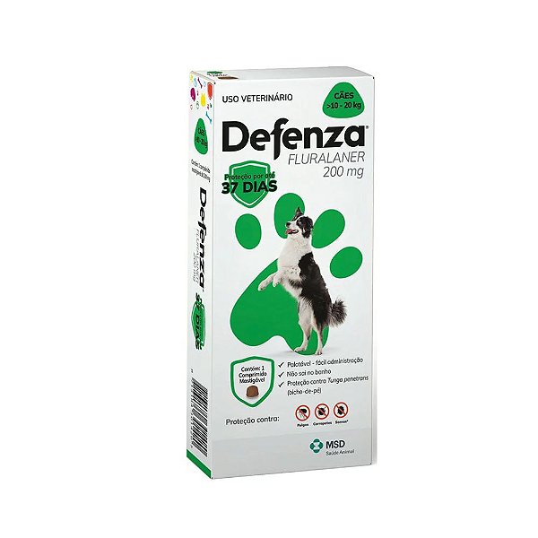 MSD Defenza 200mg Antiparasitário para Cães de 10 a 20kg