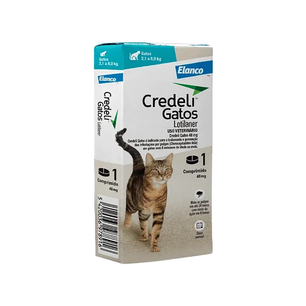 Antipulgas Credeli 48mg Gatos 2,1Kg a 8Kg - Elanco