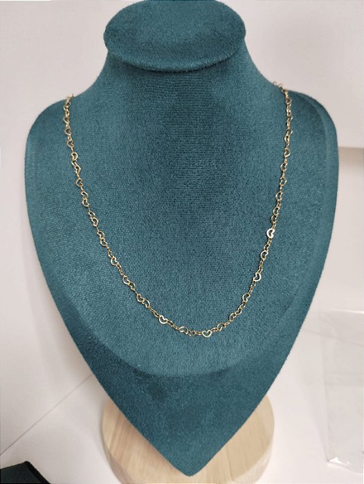 Corrente mini corações vazados 18k