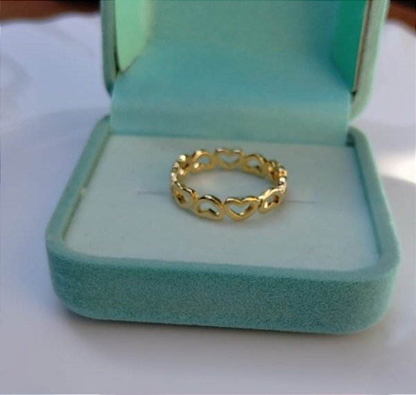 Anel Aro corações Ouro 18k