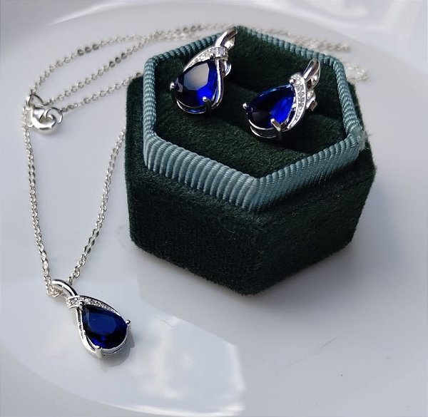 CONJUNTO GOTA LUXO COM ZIRCÔNIAS OURO 18K