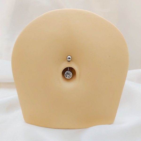 Piercing De Umbigo Com Zircônia Em Aço Cirúrgico - 8 mm