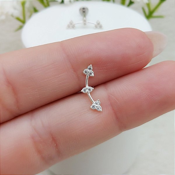 Piercing Cluster Com Zircônias Labret Com Topo Prata