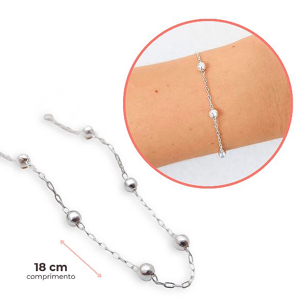 Pulseira Com Bolinhas Espaçadas Em Prata 925