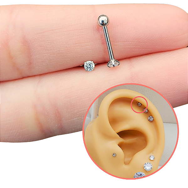 Piercing Ponto De Luz 2 mm Zircônia Em Aço Cirúrgico