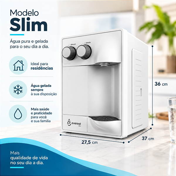 Assinatura e Locação de Purificador de Água Everest SLIM (Gelada e Natural)