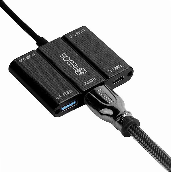 Adaptador USB-C - 5 em 1 Entradas: HDMI 4K, 3 x USB, USB-C PD (HS-313)