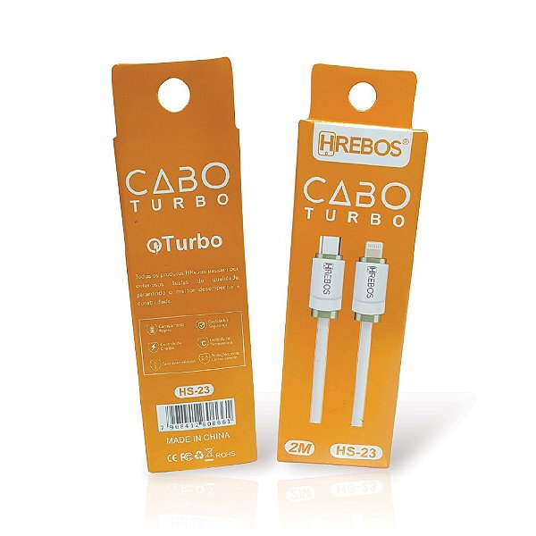 Cabo Turbo Detalhes Coloridos - 2m - Type-C x Lightning (HS-23)