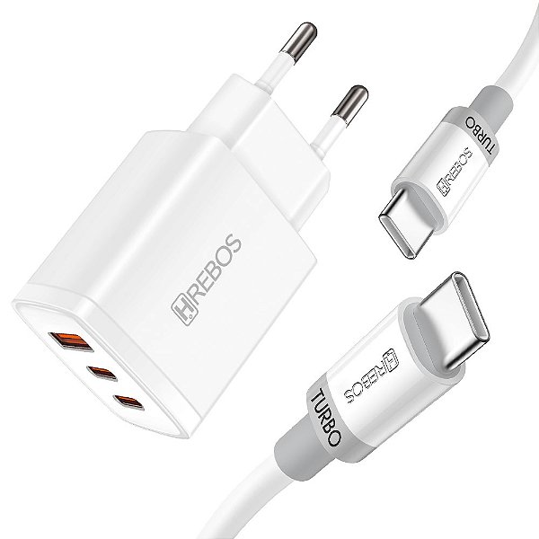 Carregador Power Trinity Pro Tipo C - BRANCO