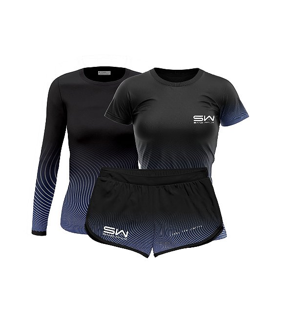Kit Feminino | Manga Longa, Camiseta e Shorts | WAVE LIMITS