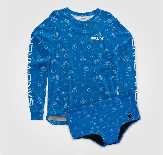 Camiseta UV Infantil | Sunga e Manga Longa | Marítimo