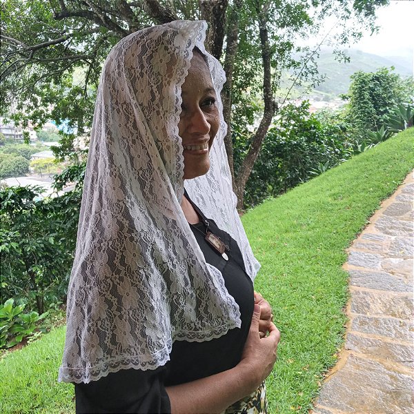 Véu de Missa Flores de Maria mantilha luxo especial renda br
