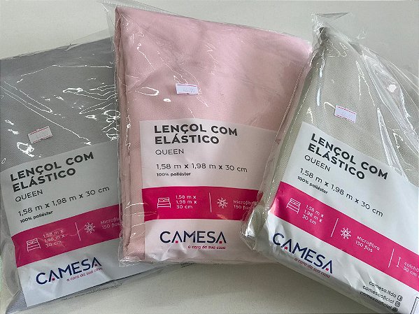 Lençol com elástico queen microfibra 150 fios 1,58 X 1,98 X 30cm - Camesa