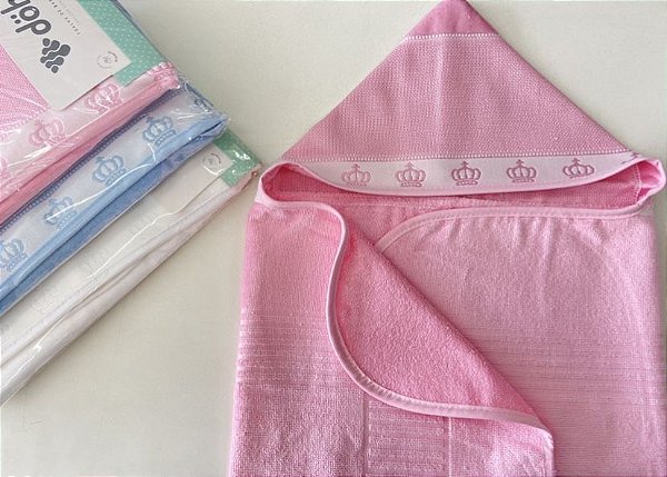 Toalha de banho baby Classic com capuz velour para bordar - Dohler