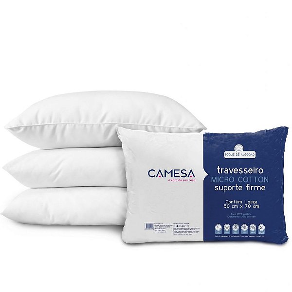 Travesseiro Micro Cotton camesa  50x70cm - Suporte Firme e Conforto Inigualável