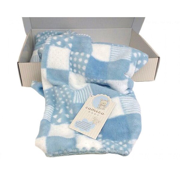 COBERTOR DE MICROFIBRA BABY ESTAMPADO COM PATCHWORK CAMESA