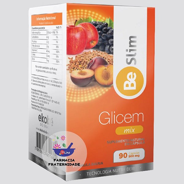 Be Slim Glicem Mix 500 mg 90 Cápsulas